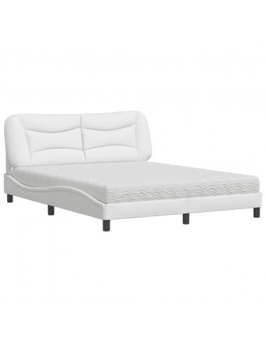 Letto con Materasso Bianco 160x200 cm in Similpelle