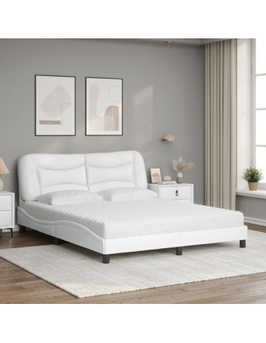 Letto con Materasso Bianco 160x200 cm in Similpelle
