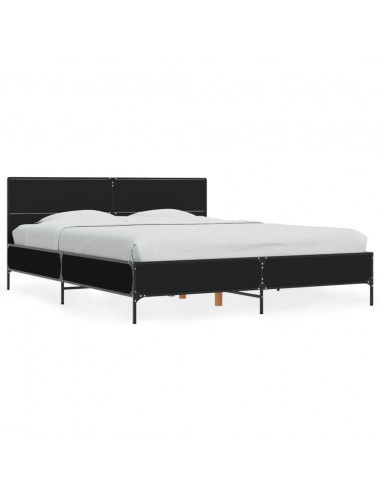 Giroletto Nero 150x200 cm in Legno Multistrato e Metallo