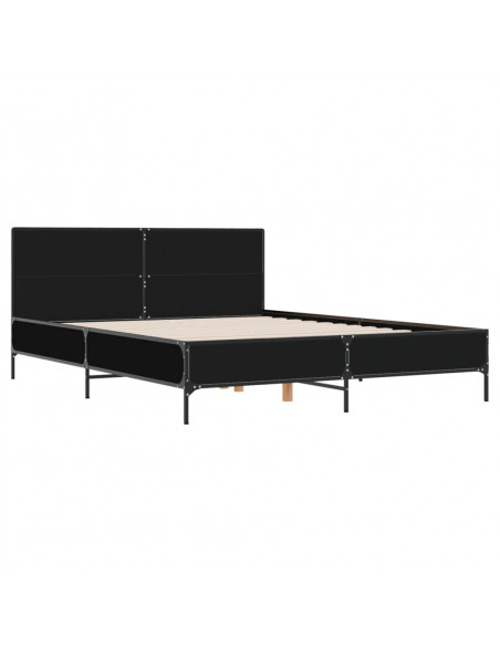 Giroletto Nero 150x200 cm in Legno Multistrato e Metallo