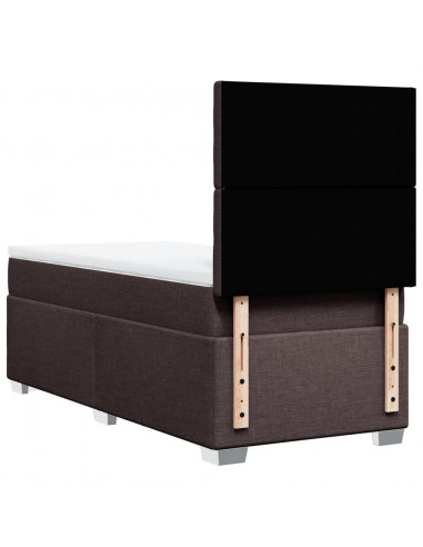 Giroletto a Molle con Materasso Marrone Scuro 90x200 cm Tessuto