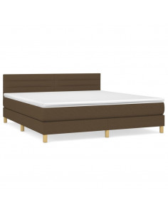 Giroletto a Molle con Materasso Marrone Scuro 160x200cm Tessuto 2