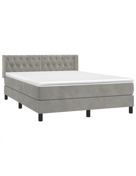 Giroletto a Molle con Materasso Grigio Chiaro 140x200cm Velluto