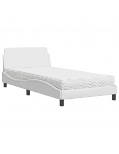 Letto con Materasso Bianco 100x200 cm in Similpelle 2