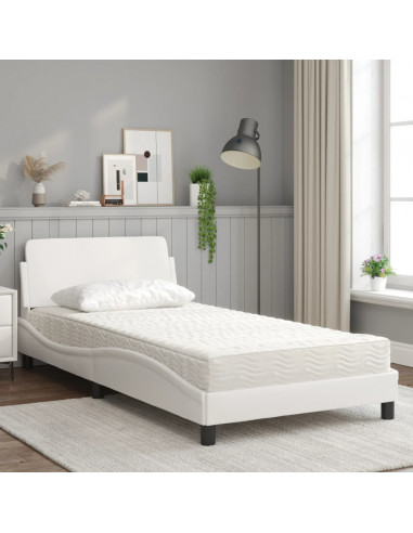 Letto con Materasso Bianco 100x200 cm in Similpelle