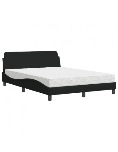 Letto con Materasso Nero 120x200 cm in Tessuto