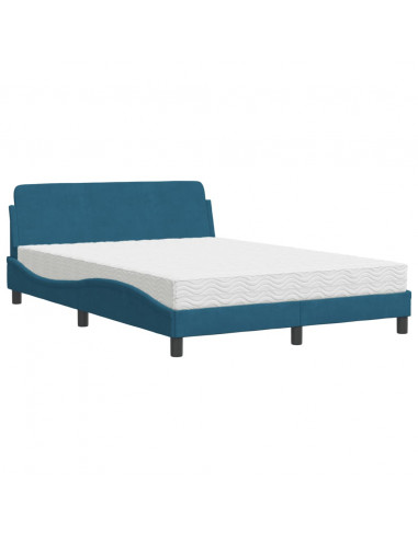 Letto con Materasso Blu 140x200 cm in Velluto