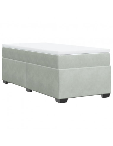 Giroletto a Molle con Materasso Grigio Chiaro 100x200cm Velluto