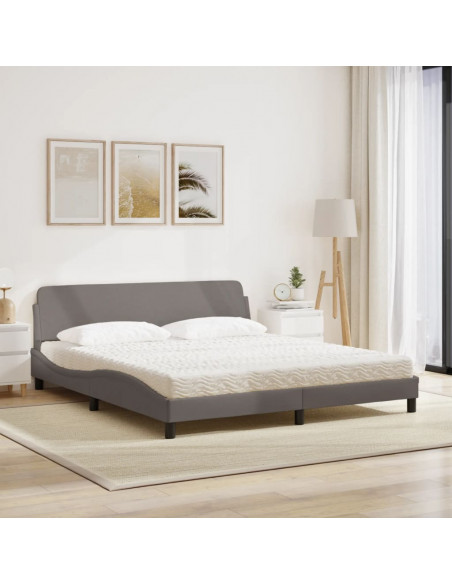 Letto con Materasso Tortora 180x200 cm in Tessuto