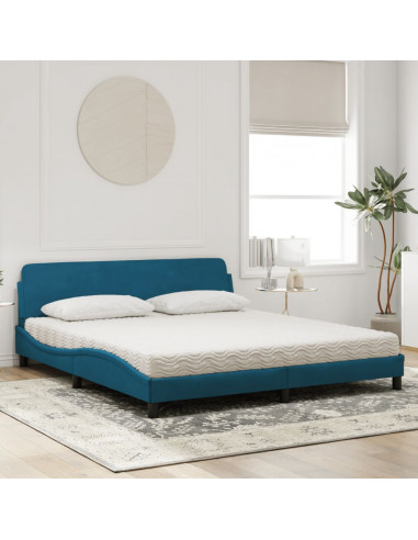 Letto con Materasso Blu 180x200 cm in Velluto