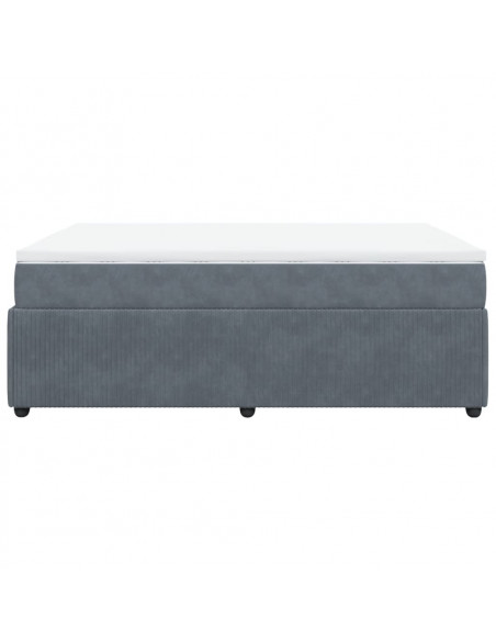 Giroletto a Molle con Materasso Grigio Scuro 140x200 cm Velluto