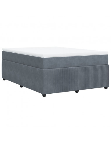 Giroletto a Molle con Materasso Grigio Scuro 140x200 cm Velluto