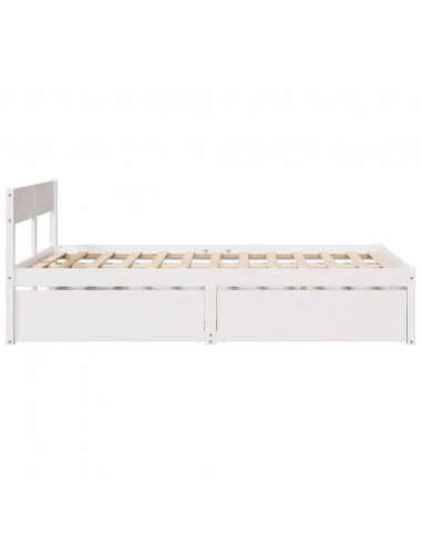 Giroletto con Cassetti Bianco 140x190 cm Legno Massello di Pino