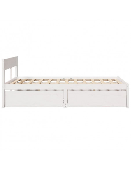Giroletto con Cassetti Bianco 140x190 cm Legno Massello di Pino