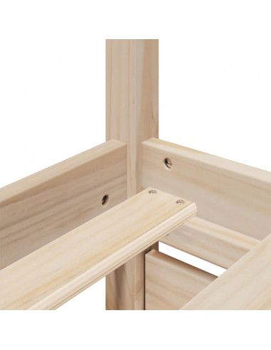 Giroletto Cassetti e Materasso 200x200 cm Legno Massello Pino