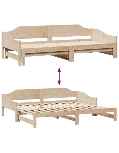 Divano Letto con Letto Estraibile 90x190 cm Legno Massello Pino