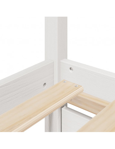 Letto Cassetti e Materasso Bianco 90x200 cm Legno Massello Pino