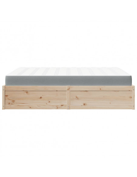 Letto con Materasso 140x200 cm in Legno Massello di Pino