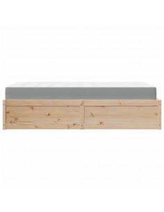 Letto con Materasso 90x200 cm in Legno Massello di Pino 2