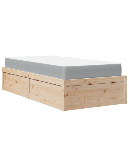 Letto con Materasso 90x200 cm in Legno Massello di Pino