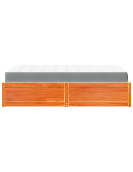 Letto con Materasso Marrone Cera 140x190cm Legno Massello Pino