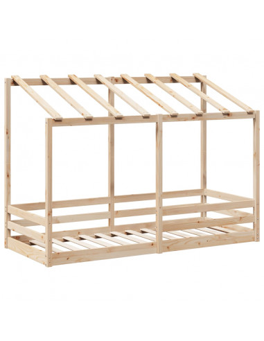 Letto per Bambini con Tetto 75x190 cm in Legno Massello di Pino