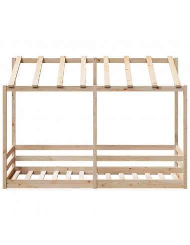 Letto per Bambini con Tetto 75x190 cm in Legno Massello di Pino