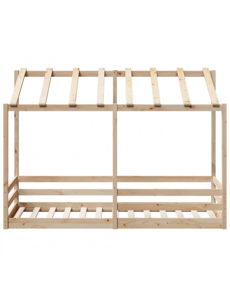 Letto per Bambini con Tetto 75x190 cm in Legno Massello di Pino
