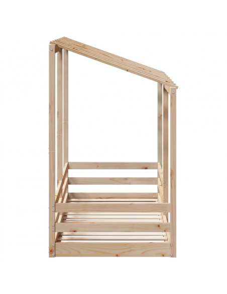 Letto per Bambini con Tetto 75x190 cm in Legno Massello di Pino