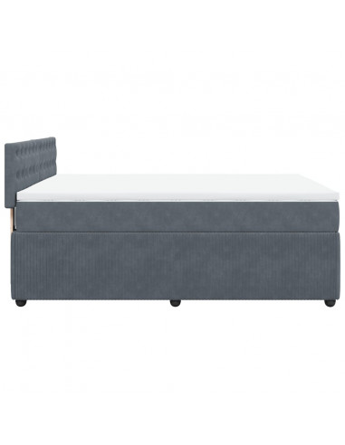 Giroletto a Molle con Materasso Grigio Scuro 160x200 cm Velluto