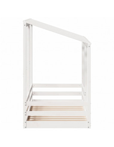 Letto per Bambini con Tetto Bianco 70x140cm Legno Massello Pino