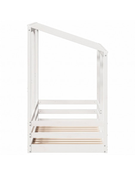 Letto per Bambini con Tetto Bianco 70x140cm Legno Massello Pino