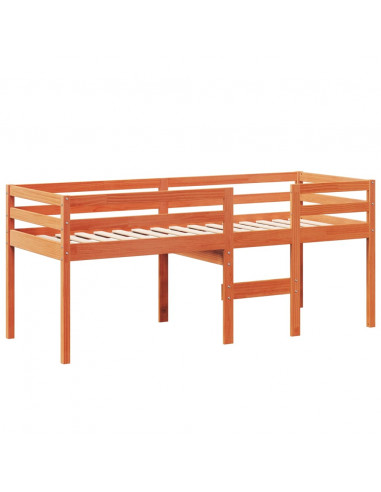 Letto a Soppalco con Tetto Cera 90x190cm Legno Massello di Pino
