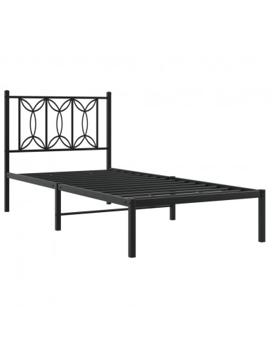 Giroletto con Testiera in Metallo Nero 80x200 cm