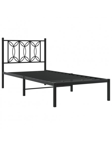 Giroletto con Testiera in Metallo Nero 80x200 cm