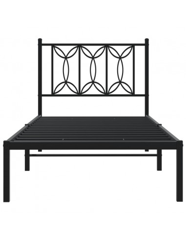 Giroletto con Testiera in Metallo Nero 80x200 cm