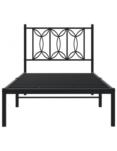Giroletto con Testiera in Metallo Nero 80x200 cm