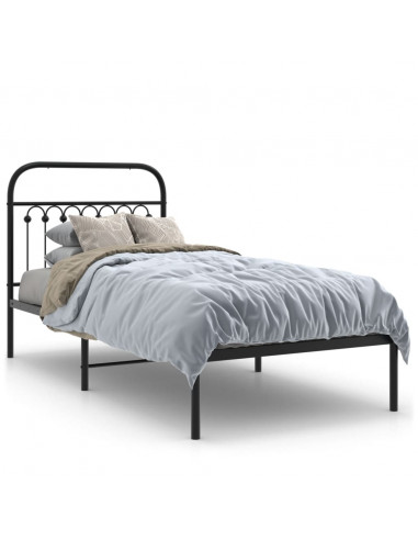 Giroletto con Testiera in Metallo Nero 90x190 cm