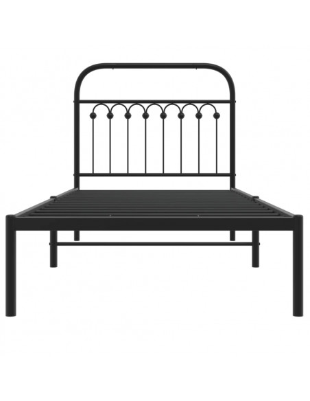 Giroletto con Testiera in Metallo Nero 90x190 cm