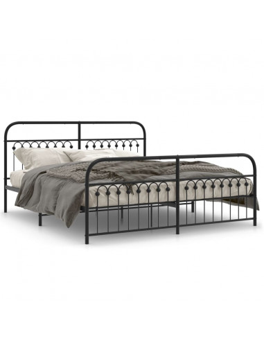 Giroletto con Testiera e Pediera Metallo Nero 183x213 cm