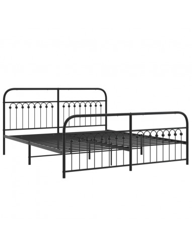 Giroletto con Testiera e Pediera Metallo Nero 183x213 cm