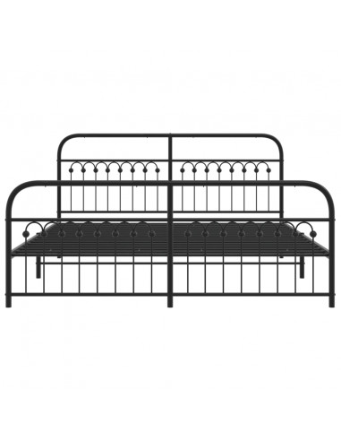Giroletto con Testiera e Pediera Metallo Nero 183x213 cm