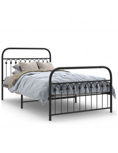 Giroletto con Testiera e Pediera Metallo Nero 107x203 cm 2