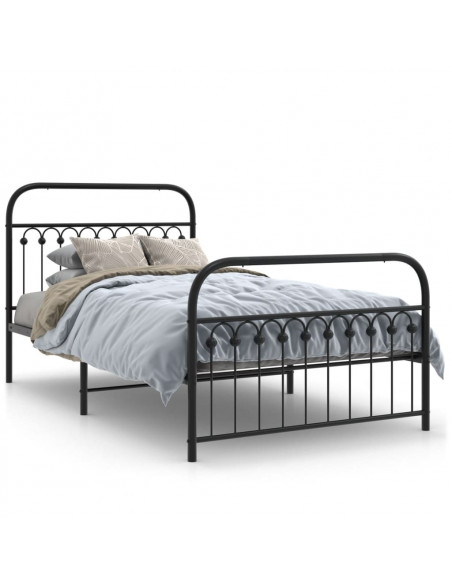 Giroletto con Testiera e Pediera Metallo Nero 107x203 cm