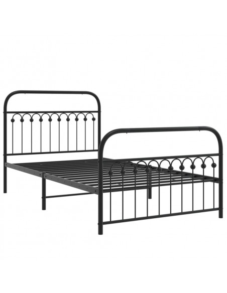 Giroletto con Testiera e Pediera Metallo Nero 107x203 cm