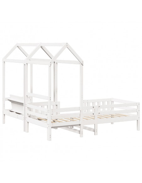 Giroletto con Panca e Tetto Bianco 90x200 cm in Legno di Pino