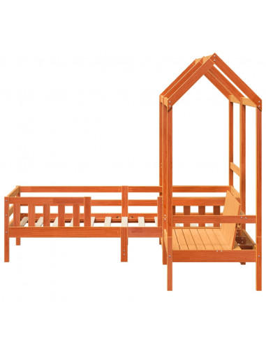 Giroletto con Panca e Tetto Cera 90x190 cm Legno Massello Pino