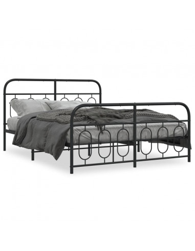 Giroletto con Testiera e Pediera Metallo Nero 140x190 cm