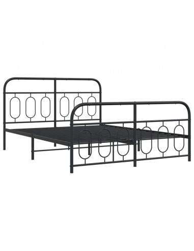 Giroletto con Testiera e Pediera Metallo Nero 140x190 cm