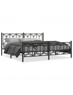 Giroletto con Testiera e Pediera Metallo Nero 193x203 cm 2